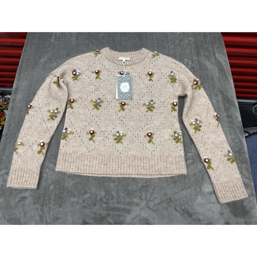 NWT Sezane x Antoinette Poisson Guillaume 3D Floral Kid Mohair Wool Sweater S - Picture 3 of 8